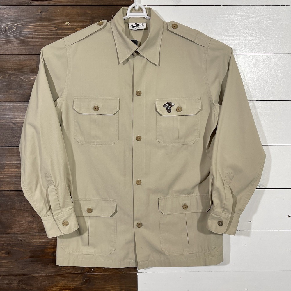 Vintage 70s Woolrich Safari Khaki Field‎ Bush Shirt Jacket